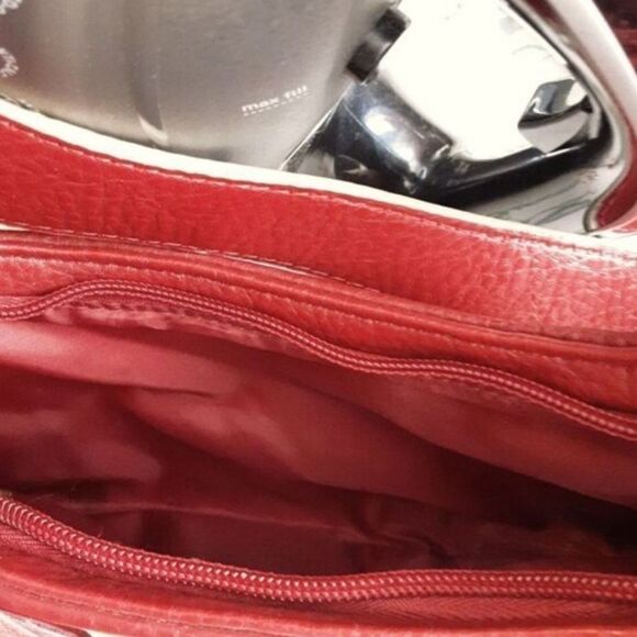 TOMMY HILFIGER Handbag Studded Embroidered Leather‎ Strap Tasseled Red - Picture 5 of 14